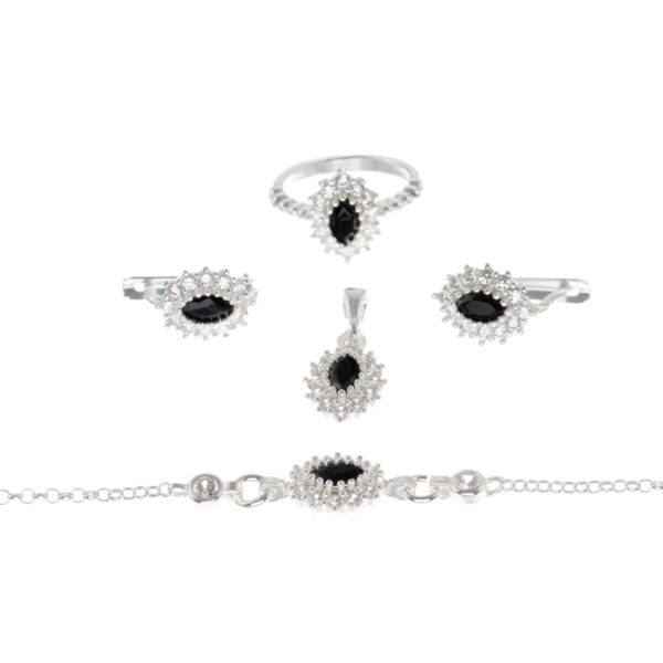 Ensemble argenté en diamants noirs pour fillette