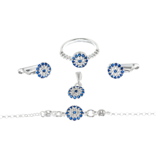 Ensemble mauvais œil en argent pour fillette